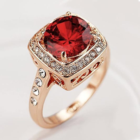 Rubin Halo Statement Ring | Rose Gold