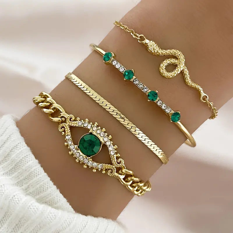 Gold Smaragd Armband mit Anhänger Set