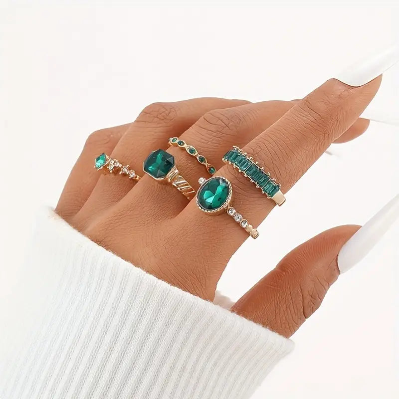 Zarina Exquisite Smaragd Ring-Set | Gold