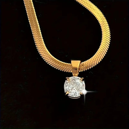 Elegant Rhinestone Pendant Halskette | Gold
