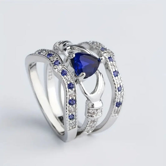 Silber Saphir Interlocking Ring