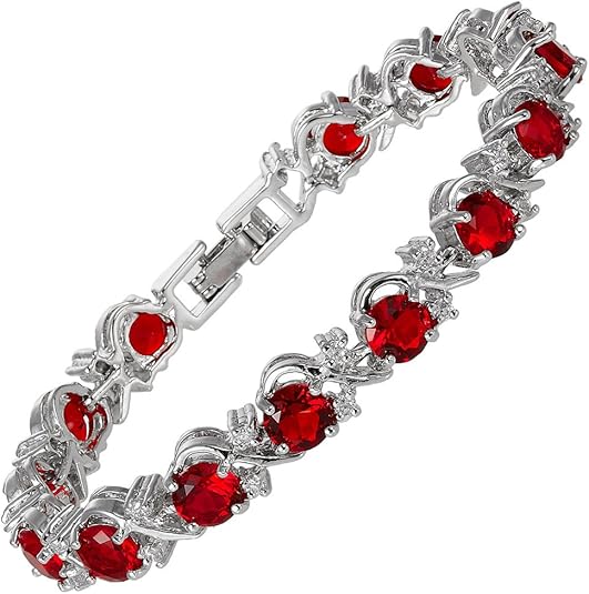 Rubin Vine Tennisarmband | Weiß Gold