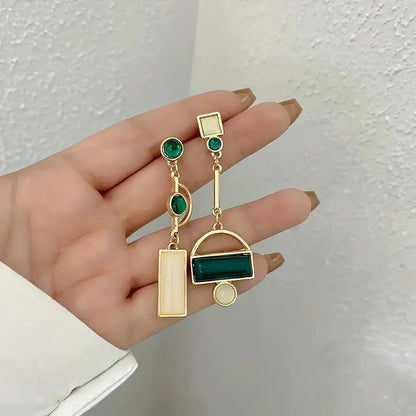 Gold Smaragd Geometric Ohrhänger