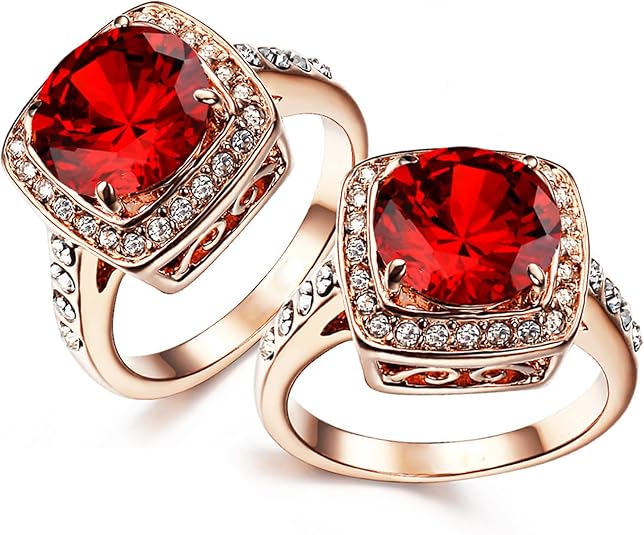 Rubin Halo Statement Ring | Rose Gold