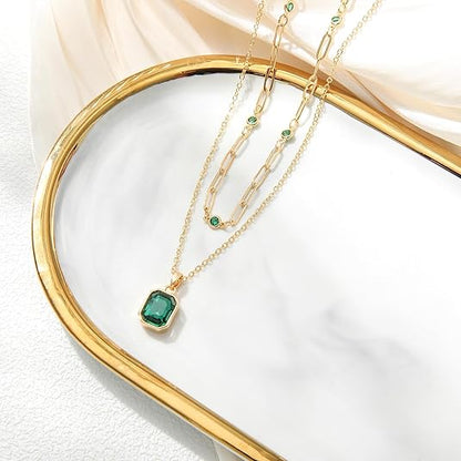 Smaragd Clover Pendant Halskette | Gold
