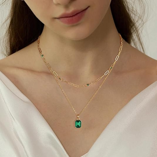Smaragd Clover Pendant Halskette | Gold