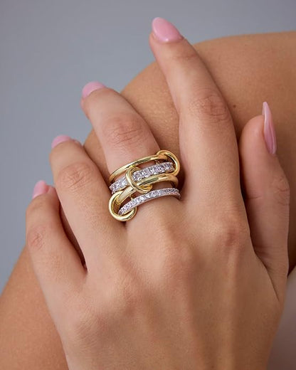 Interlock Stack Ringe | Gold