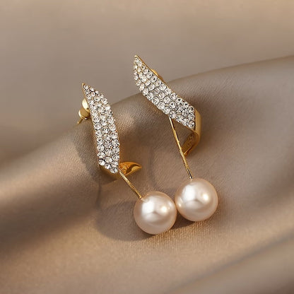 Kristall Feder Perlenohrringe