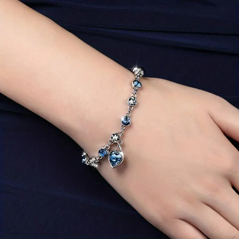 Silber Saphir Herz Chain Armband
