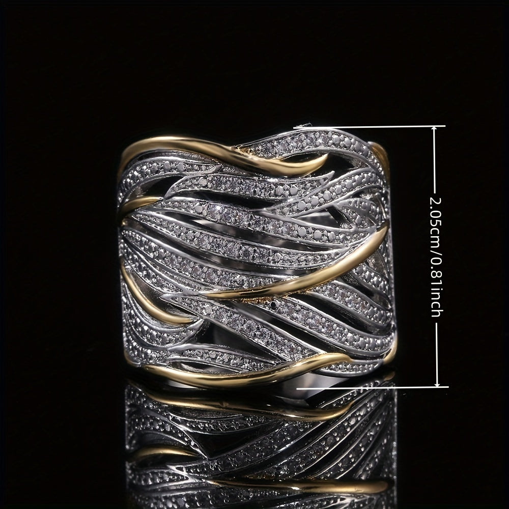 Silber and Gold Woven Band Ring