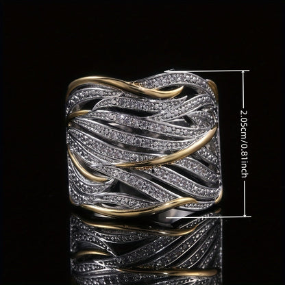 Silber and Gold Woven Band Ring