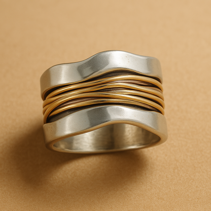 Silber Golden Threads Ring