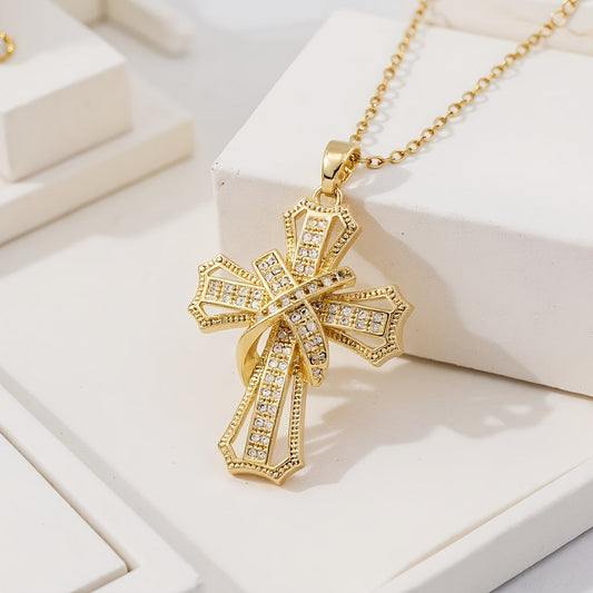 Radiant Cross Pendant Halskette | Gold