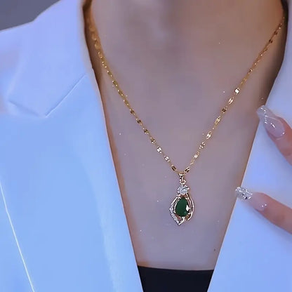 Gold Smaragd Teardrop Pendant Halskette