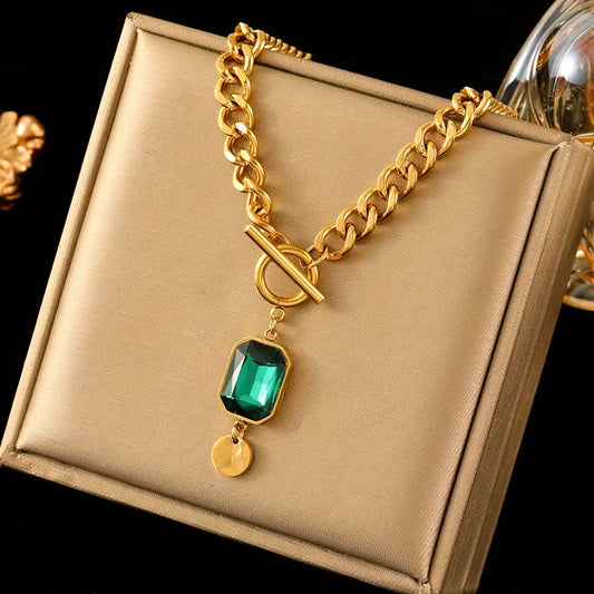 Gold Smaragd Chain Halskette