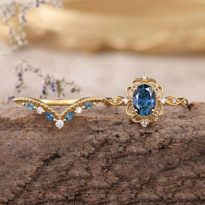 Azelia Saphir Crown Ring-Set | Gold