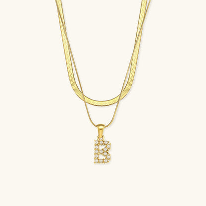 Fiona Layered Gold Initial Letter Halskette