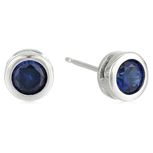 Saphir Bezel Ohrstecker | Weiß Gold