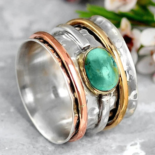 Silber Gold and Rose Gold Bezel Accent Ring