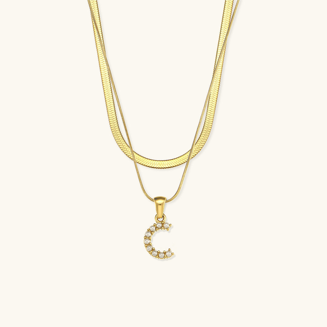 Fiona Layered Gold Initial Letter Halskette