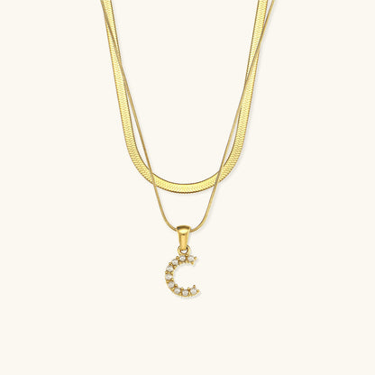 Fiona Layered Gold Initial Letter Halskette