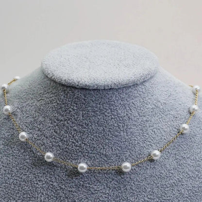 Gold Spaced Perle Chain Halskette