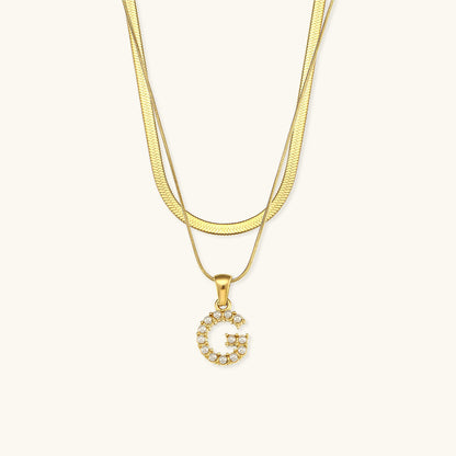 Fiona Layered Gold Initial Letter Halskette