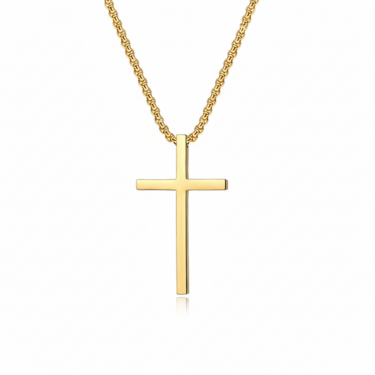 Bezel Cross Halskette | Gold