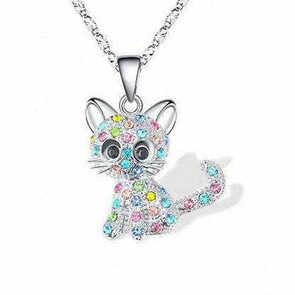 Silber Baby Kittens and Coloured Zirconia Halskette