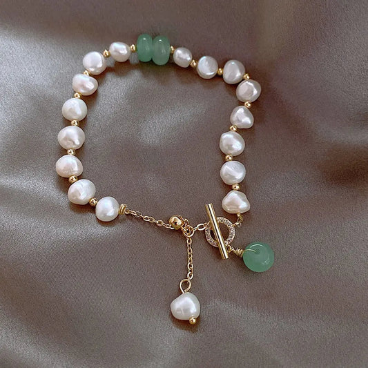 Freshwater Perle & Jade Armband