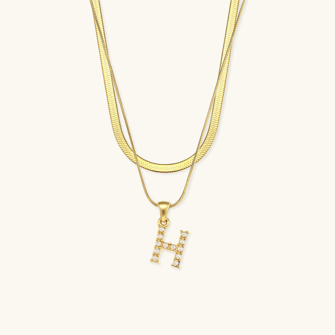 Fiona Layered Gold Initial Letter Halskette