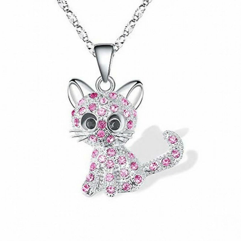 Silber Baby Kittens and Coloured Zirconia Halskette