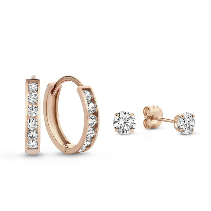 Dara Brillane Stein Ohrringe Set | Gold