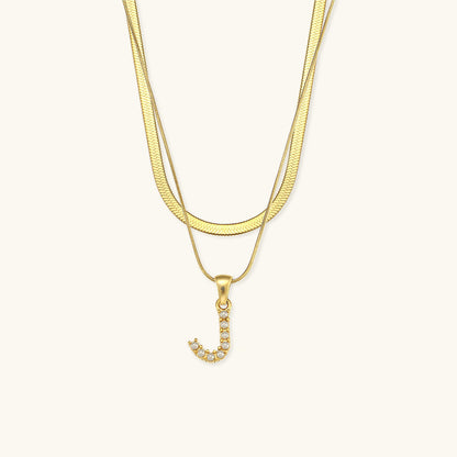 Fiona Layered Gold Initial Letter Halskette