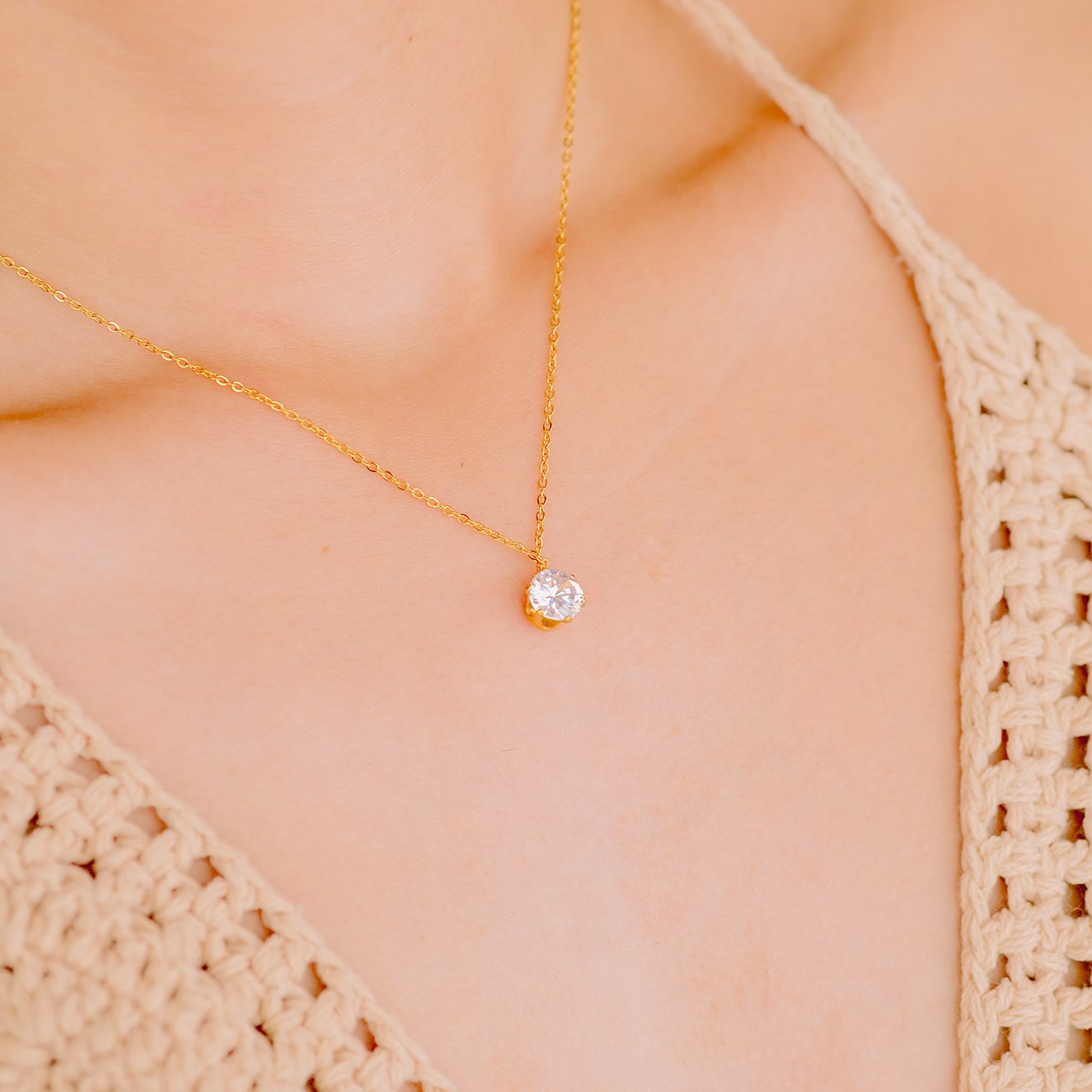 Kyla Solitaire Gold Halskette
