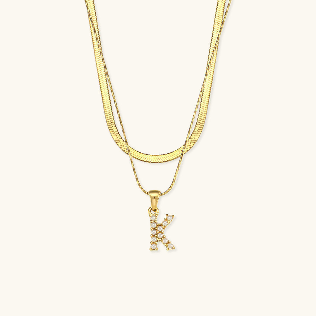 Fiona Layered Gold Initial Letter Halskette
