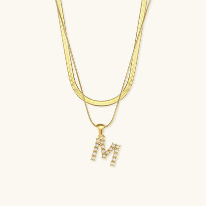 Fiona Layered Gold Initial Letter Halskette