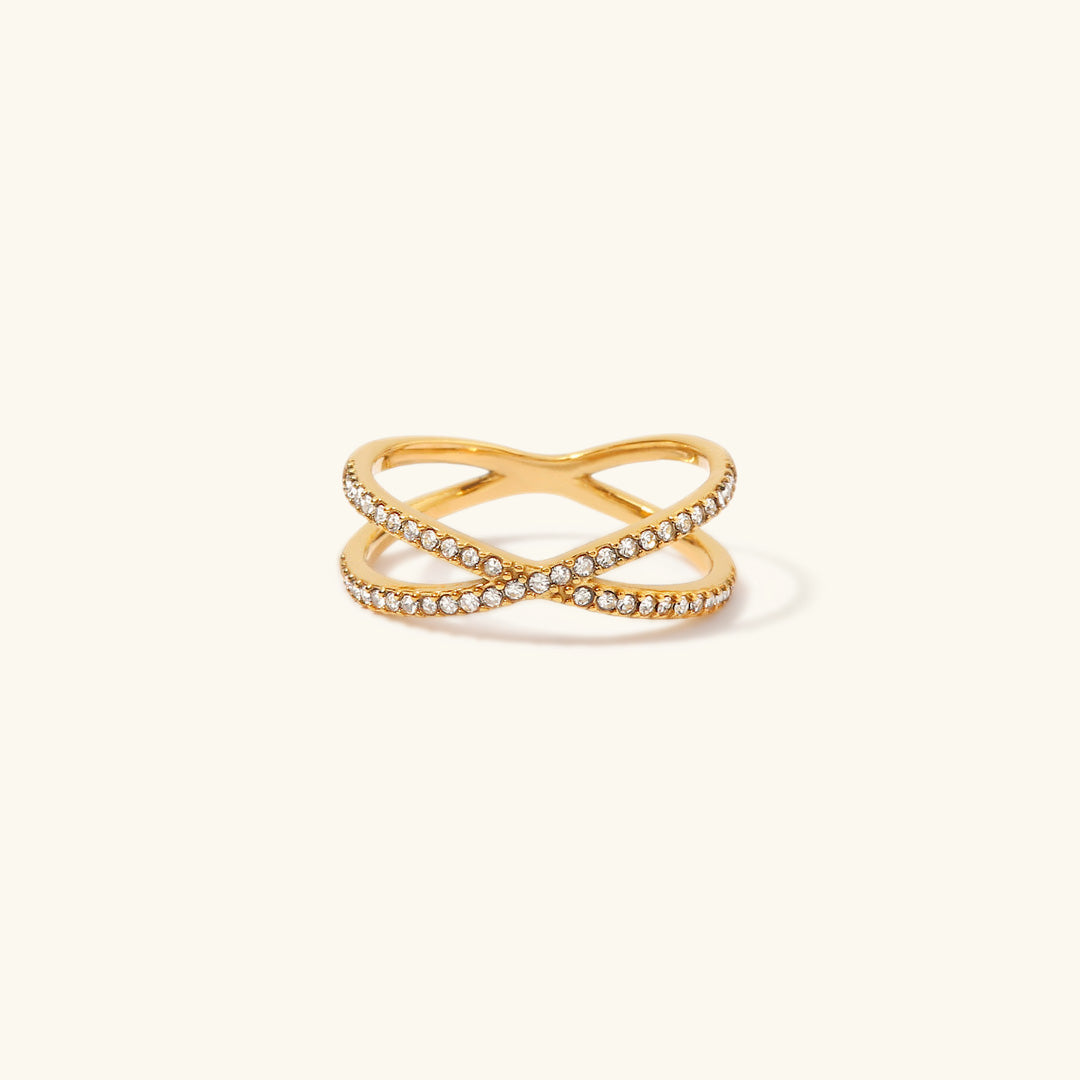 Nia Gold Diamant Cross Ring