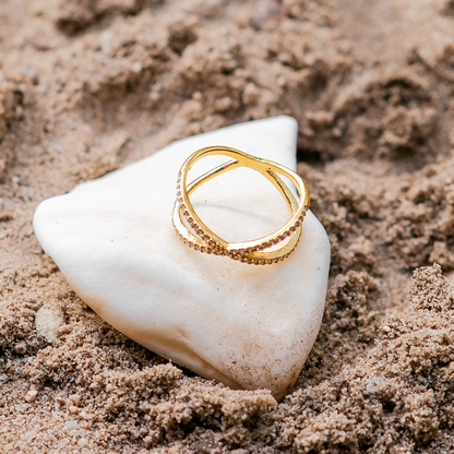 Nia Gold Diamant Cross Ring