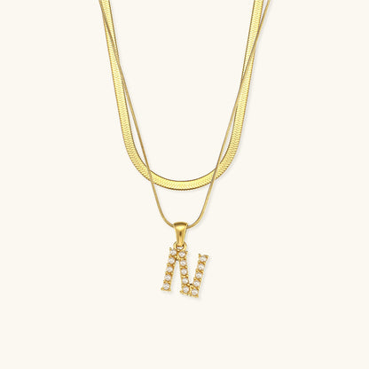 Fiona Layered Gold Initial Letter Halskette