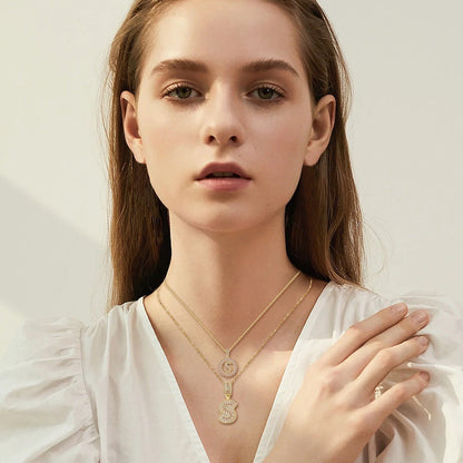 Pave letter initial halsketten-set | Gold