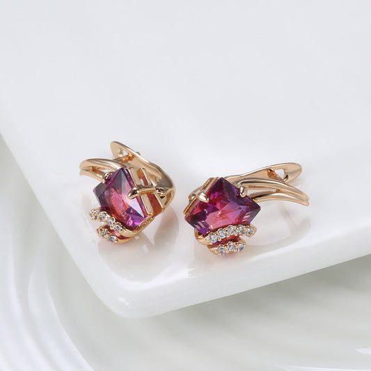 Crimson Square Kristall Ohrringe | Rosegold