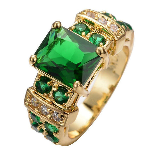 Gold Smaragd Geometric Ring