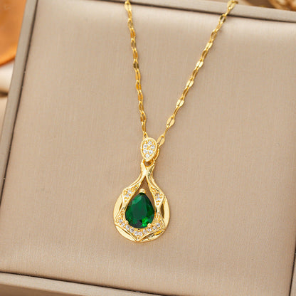 Gold Smaragd Teardrop Pendant Halskette