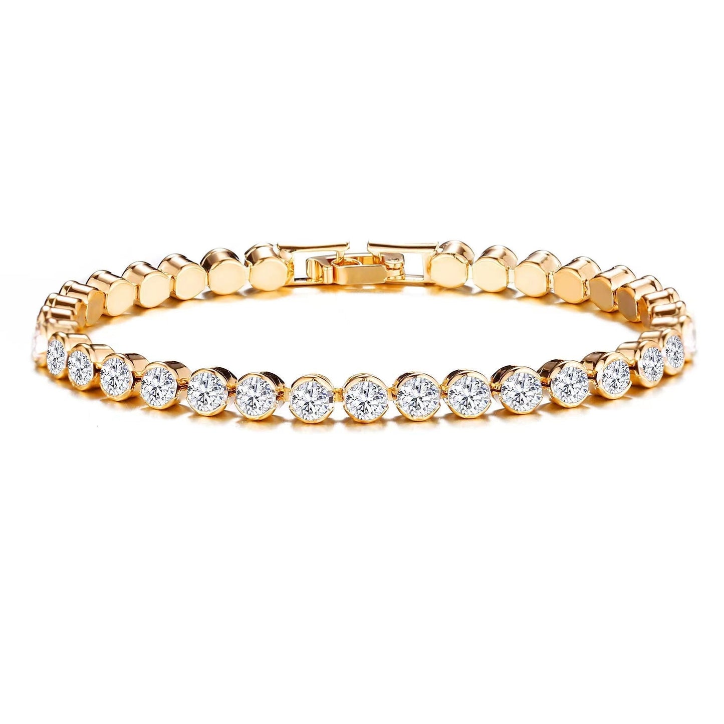 Round Cut Tennisarmband | Gold