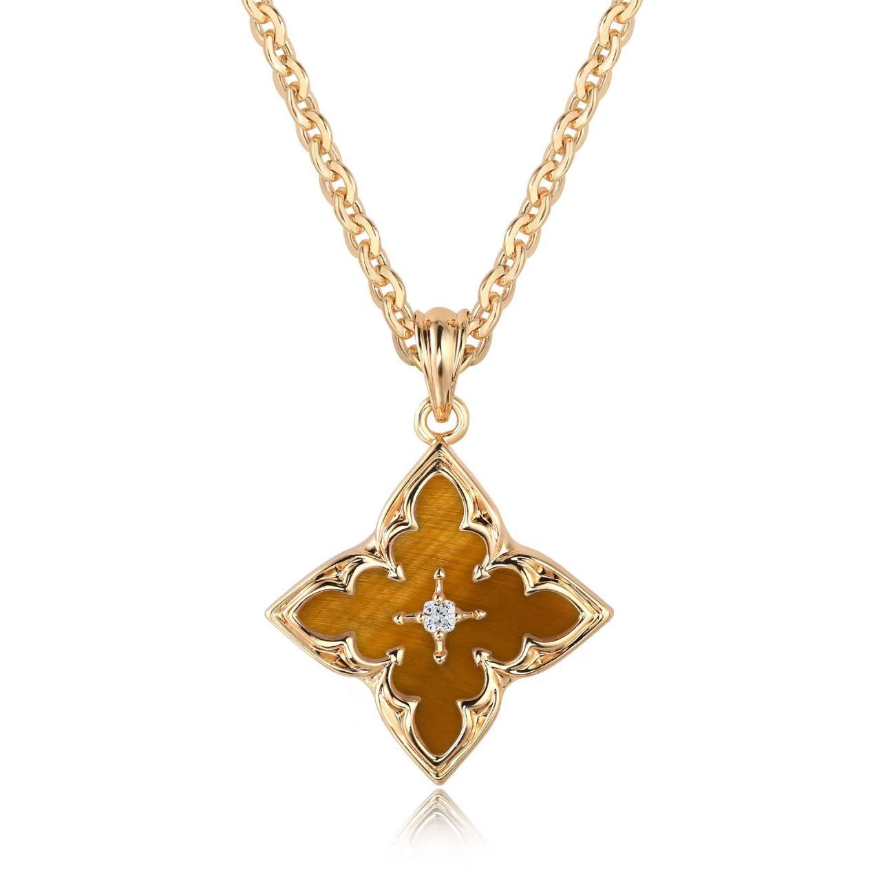 Weiß Clover Pendant Halskette | Gold