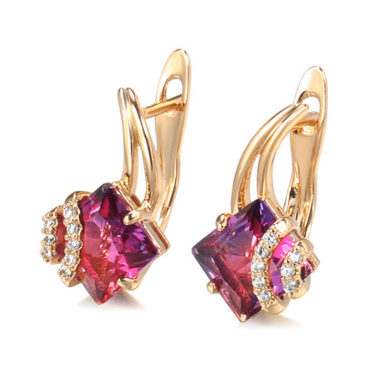 Crimson Square Kristall Ohrringe | Rosegold