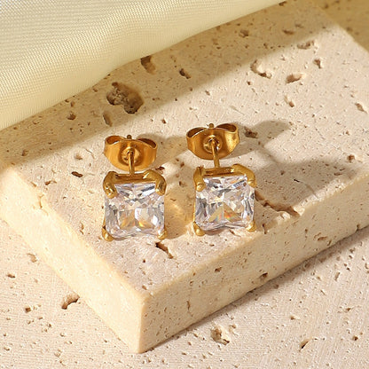 March Solitaire Gold Ohrringe