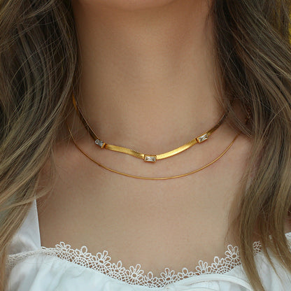 Eve Herringbone Gold Halskette