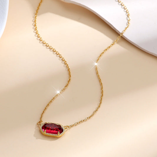 Classic Oval Rubin Halskette | Gold